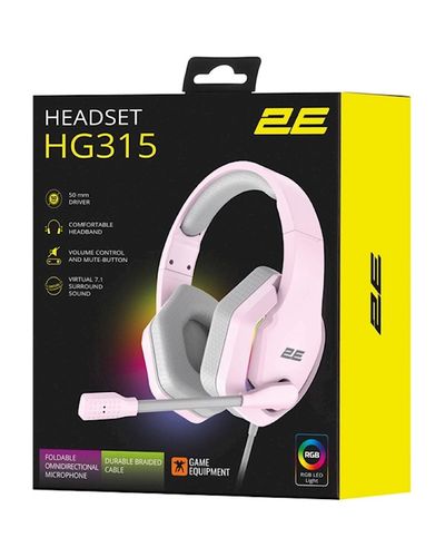 Headphone 2E HG315 Gaming Headset, Wired, RGB, USB, Pink, 5 image