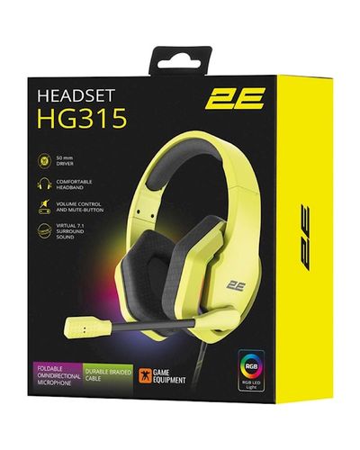 ყურსასმენი 2E HG315 Gaming Headset, Wired, RGB, USB, Yellow , 4 image - Primestore.ge