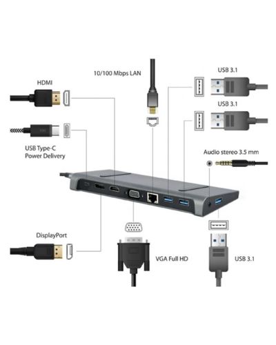 ადაპტერი Gembird A-CM-COMBO9-02 USB Type-C 9-in-1 multi-port adapter , 2 image - Primestore.ge