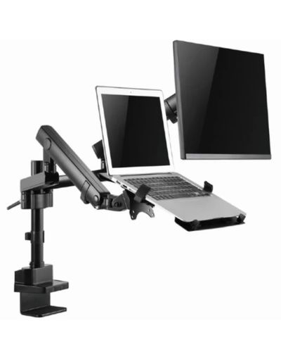 Monitor hanger Gembird MA-DA3-02 Desk mounted adjustable monitor arm with notebook tray (full-motion) 17"-32", 2 image