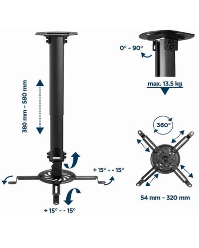 Gembird CM-B-01 Adjustable Ceiling Mount For Projector/Beamer, 6 image