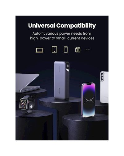 Portable charger UGREEN PB205 (90597A), 25000mAh, USB, Type C, Power Bank, Gray, 4 image