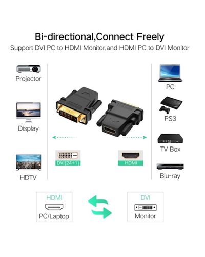 ადაპტერი UGREEN 20124 DVI 24+1 Male to HDMI Female Adapter (Black) , 3 image - Primestore.ge