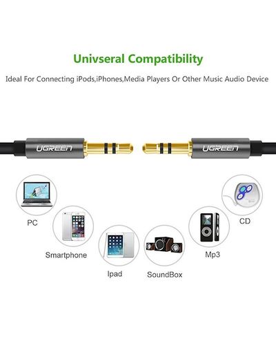 აუდიო კაბელი UGREEN AV119 (10734) 3.5mm Male to 3.5mm Male Audio Cable 1.5M AUX , 4 image - Primestore.ge