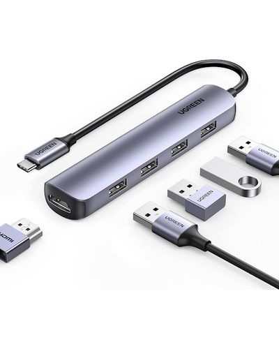 USB-C ჰაბი UGREEN CM417 (20197), USB-C, USB, HDMI, Hub, Gey , 2 image - Primestore.ge