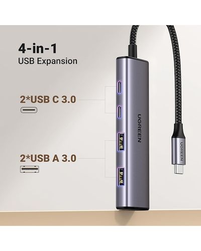 USB-C ჰაბი UGREEN CM473 (15395), Type-C, USB, Hub, Grey , 4 image - Primestore.ge