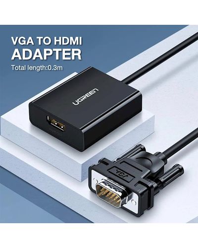 ადაპტერი UGREEN CM513 (50945), VGA To HDMI Adapter With 3.5mm And USB-C, 0.15cm, Black , 2 image - Primestore.ge