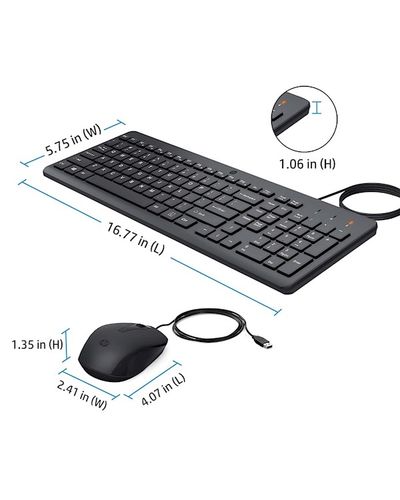 Keyboard and Mouse HP 240J7AA 150, Wired, USB, Keyboard And Mouse, Black, 2 image