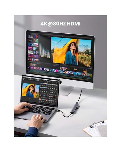 USB-C hub UGREEN CM417 (20197), USB-C, USB, HDMI, Hub, Gey, 4 image