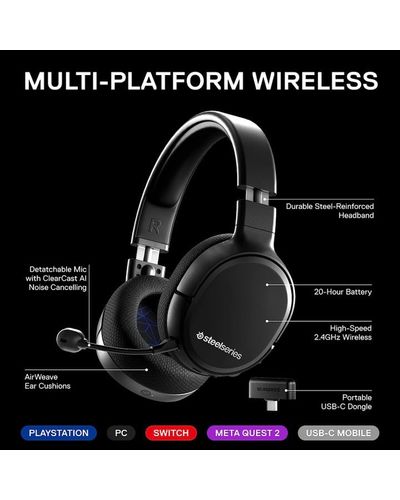 Headphone SteelSeries Headset Arctis 1 WL black, 3 image