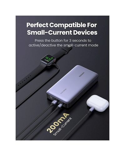 Portable charger UGREEN PB205 (90597A), 25000mAh, USB, Type C, Power Bank, Gray, 8 image
