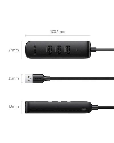 USB-C ჰაბი UGREEN CM416 (20984), USB-C, USB, RJ45, Hub, Black , 2 image - Primestore.ge