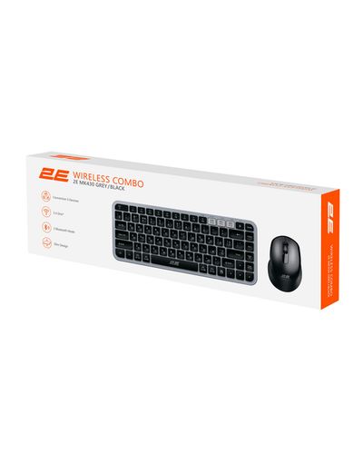 კლავიატურა და მაუსი 2E Combo keyboard and mouse MK430 WL/BT, EN/UK/RU, grey-black , 2 image - Primestore.ge