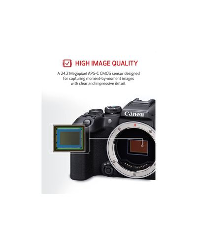 ციფრული ფოტოაპარატი Canon EOS R10 BODY 24.2MP APS-C CMOS Sensor 4K30 Video, 4K60 with Crop; HDR-PQ Multi-Function Shoe, Wi-Fi and Bluetooth , 2 image - Primestore.ge
