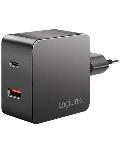 ადაპტერი Logilink PA0310 Dual USB charger set 1x USB-C 1x USB-A 45W Black  - Primestore.ge