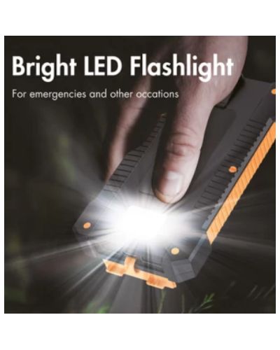 პორტატული დამტენი Logilink PA0304 Solar Power Bank 8000mAh Flashlight 2xUSB Orange/Black , 6 image - Primestore.ge