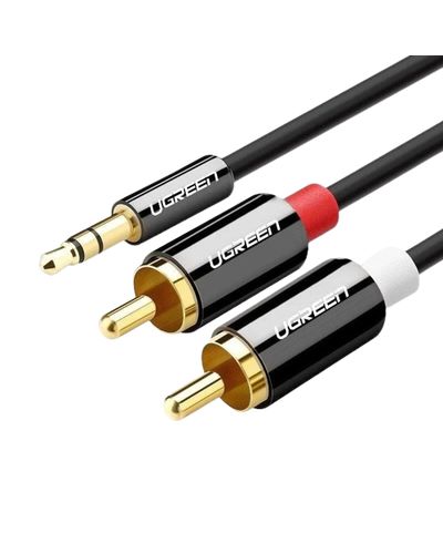 აუდიო კაბელი UGREEN AV116 (10591) 3.5mm to 2 RCA audio cable adapter male to male 3.5mm Audio Line to dual lotus head line 2 rca Aux Audio Cable 5m (Black)  - Primestore.ge