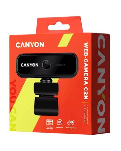 Web camera CANYON C2N, 1080P full HD 2.0Mega fixed focus webcam with USB2.0 connector, 360 degree rotary view scope, built in MIC, 4 image