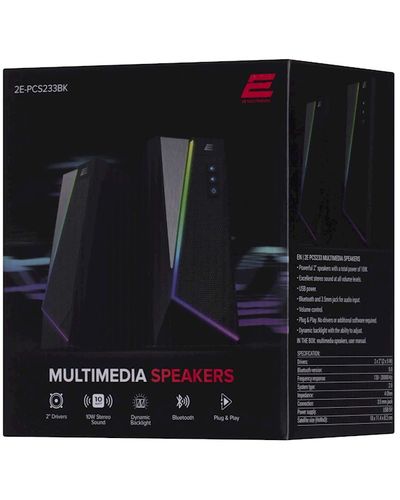 დინამიკი 2E Multimedia speaker  PCS233 RGB, 2.0, USB, Black , 4 image - Primestore.ge