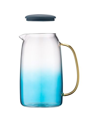 წყლის დოქი Ardesto Pitcher with lid Blue Atlantic, 1600ml, borosilicate glass, silicone, transparent-blue , 2 image - Primestore.ge