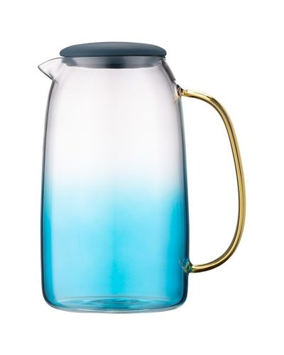 წყლის დოქი Ardesto Pitcher with lid Blue Atlantic, 1600ml, borosilicate glass, silicone, transparent-blue  - Primestore.ge