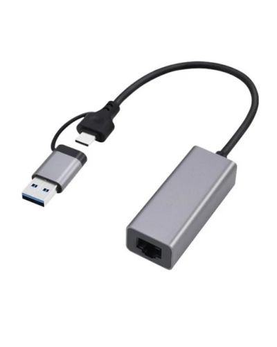 ადაპტერი Gembird A-USB3AC-LAN-01 USB 3.1 + type-C Gigabit network adapter space grey  - Primestore.ge