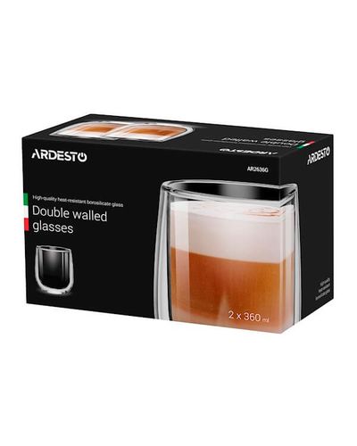 ჭიქა ARDESTO Double wall borosilicate glass mug set 360 ml 2 pcs , 2 image - Primestore.ge