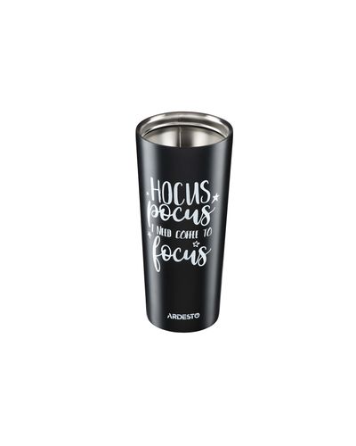 Thermos ARDESTO Travel mug Coffee time Hocus 450 ml, black, s / s, 3 image