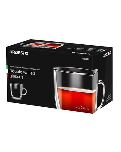 Glass ARDESTO Double wall borosilicate glass cup set 270 ml 2 pcs with handles, 2 image