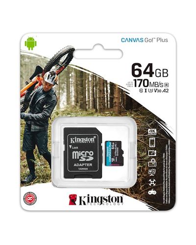 Memory card Kingston 128GB microSDXC C10 UHS-I U3 A2 R170 / W90MB / s SD, 3 image