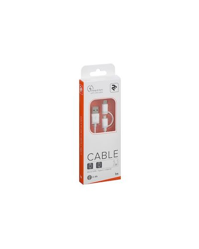 USB კაბელი 2E Cable USB to Micro Type C 5V/2.4A White 1m , 4 image - Primestore.ge