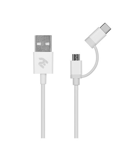 USB კაბელი 2E Cable USB to Micro Type C 5V/2.4A White 1m  - Primestore.ge