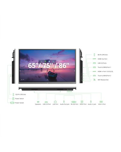ინტერაქტიული ეკრანი Vivitek NovoTouch EK653i Panel Size 65” Native Resolution 4K-UHD (3840 x 2160) Touch Points 10 Writing, 20 Touch Int , 5 image - Primestore.ge