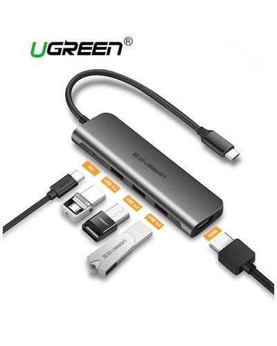ადაპტერი UGREEN CM136 (50209) USB Type C to HDMI + USB 3.0*3 + PD Power Converter , 2 image - Primestore.ge