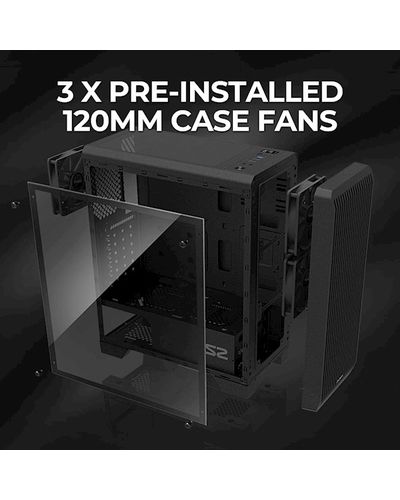 Case Zalman S2 TG, ATX Mid Tower Computer Case, Black, 3 image