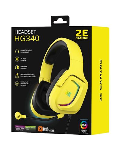 ყურსასმენი 2E HG340 Wired Gaming Headset RGB, USB 7.1, Yellow , 10 image - Primestore.ge