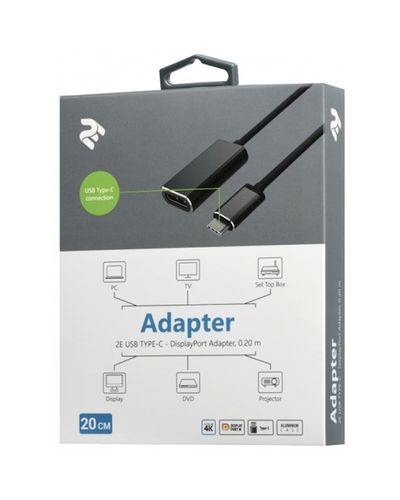 2E Adepter USB-C to DisplayPort, Aluminum casing, 0.2m , 2 image - Primestore.ge