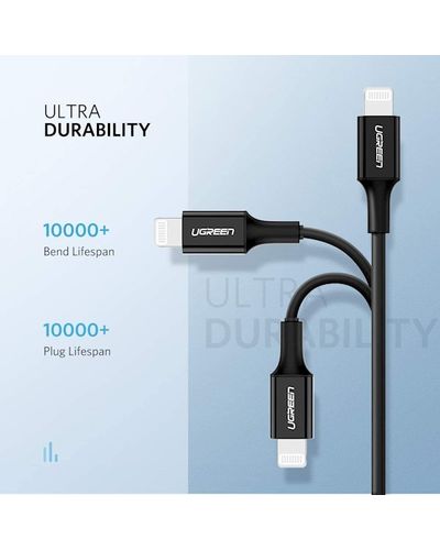 USB-C cable UGREEN 60751 USB-C to Lightning Cable M / M Nickel Plating ABS Shell 1m (Black), 6 image