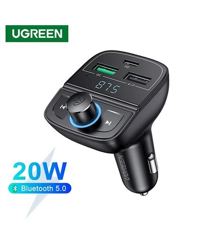 მობილურის დამტენი UGREEN CD229 (80910) Bluetooth Car Charger BT5.0, PD, QC3.0, USB Flash Drive, TF, Black , 3 image - Primestore.ge