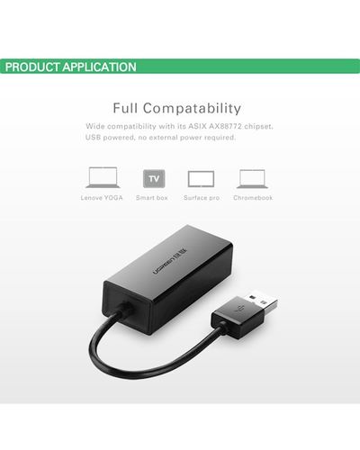 ლან ადაპტერი UGREEN EA20254 (20254) USB to LAN 10/100Mbps Ethernet Adapter (Black) , 4 image - Primestore.ge