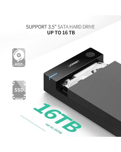მყარი დისკის ქეისი UGREEN US222 (50422) USB 3.5 Inch HDD Enclosure SSD SATA USB 3.0 power Adapter , 4 image - Primestore.ge