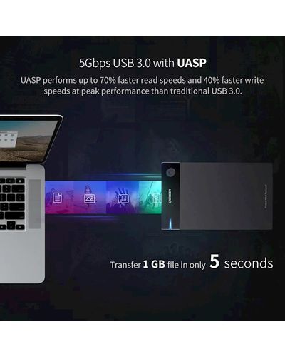 მყარი დისკის ქეისი UGREEN US222 (50422) USB 3.5 Inch HDD Enclosure SSD SATA USB 3.0 power Adapter , 5 image - Primestore.ge