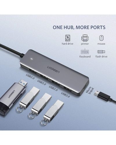 USB ჰაბი UGREEN CM219 (50985) UGREEN USB 3.0 4 Ports USB Hub Gray , 3 image - Primestore.ge