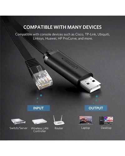 USB LAN cable UGREEN CM204 (50773) USB to RJ45 Console RS232 Cable Serial Adapter for Router 1.5m USB RJ 45 8P8C Console Converter USB Cable, 2 image