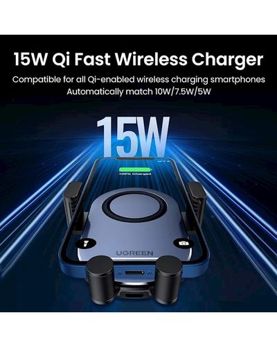 Mobile phone charger UGREEN CD256 (40118) Wireless Car Charger, 15W Auto Induction Phone Holder, Black, 5 image
