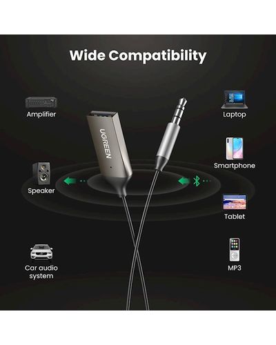 აუდიო ადაპტერი UGREEN CM309 (70601) USB to Aux Car Bluetooth 5.0 Receiver Audio Adapter Black , 6 image - Primestore.ge