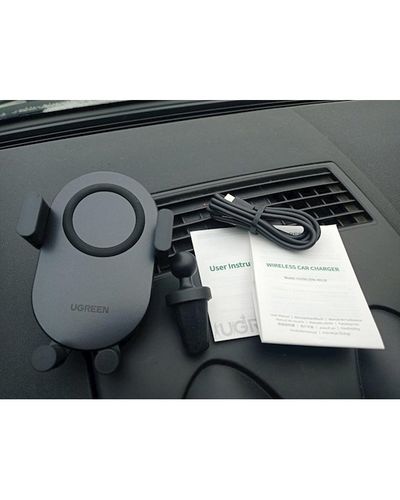 მობილურის დამტენი UGREEN CD256 (40118) Wireless Car Charger, 15W Auto Induction Phone Holder, Black , 4 image - Primestore.ge