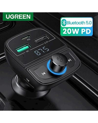 მობილურის დამტენი UGREEN CD229 (80910) Bluetooth Car Charger BT5.0, PD, QC3.0, USB Flash Drive, TF, Black , 4 image - Primestore.ge