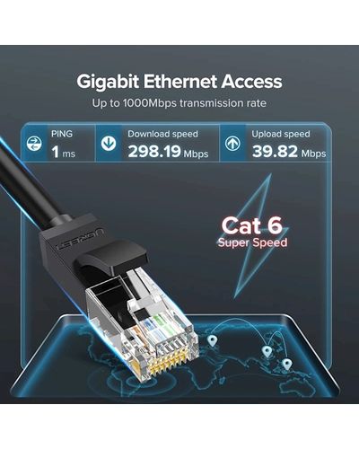 ქსელის კაბელი UGREEN NW102 (20160) Cat6 Patch Cord UTP Lan Cable 2m (Black) , 5 image - Primestore.ge