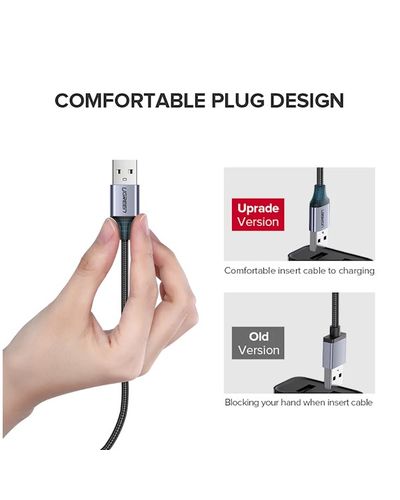 USB cable UGREEN US290 (60147) USB 2.0 A to Micro USB Cable Nickel Plating Aluminum Braid 1.5m (Black), 4 image